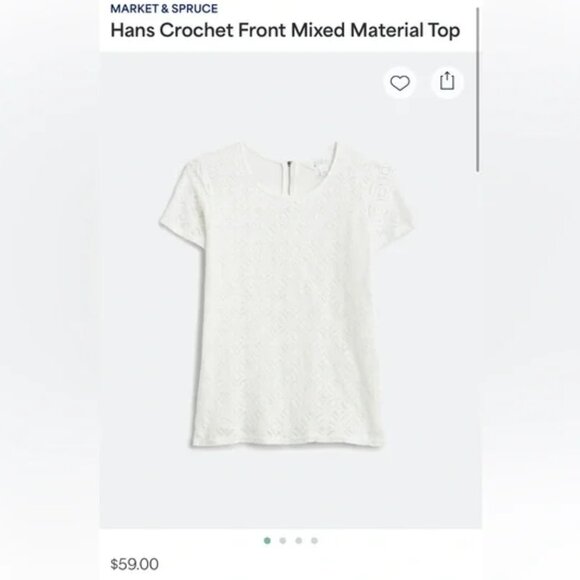 Market & Spruce NEW white crochet front mixed material short sleeve top size XS - Picture 2 of 9